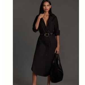 By Anthropologie. The Soren Long-Sleeve Black Shirt Dress by Maeve